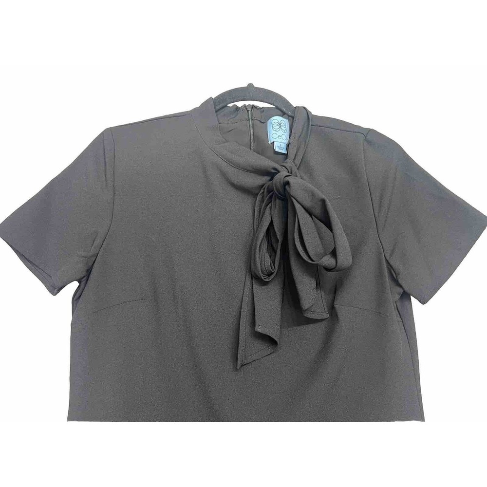 CeCe Bow Neck Short Sleeve A-Line Black Dress Women’s New $129 Size 6 - Picture 6 of 16